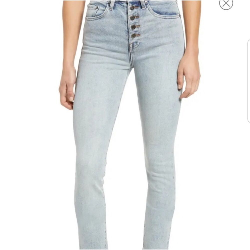 PISTOLA | Light Wash Blue Denim Skinny Jeans Exposed Button Fly Women’s Size 28